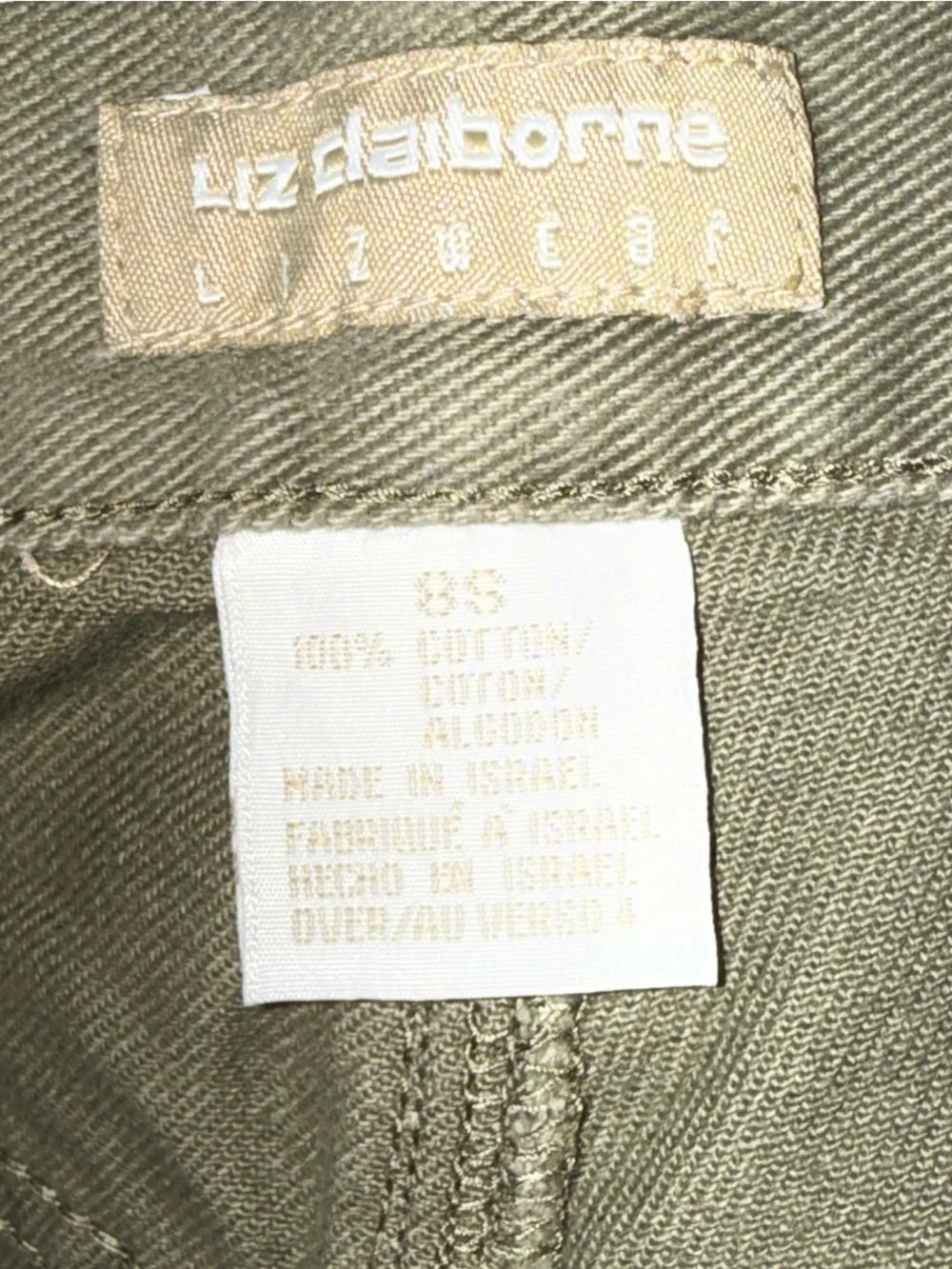 NWT Liz Claiborne Lizwear Women’s Olive Relaxed Fit Twill Jeans-8S